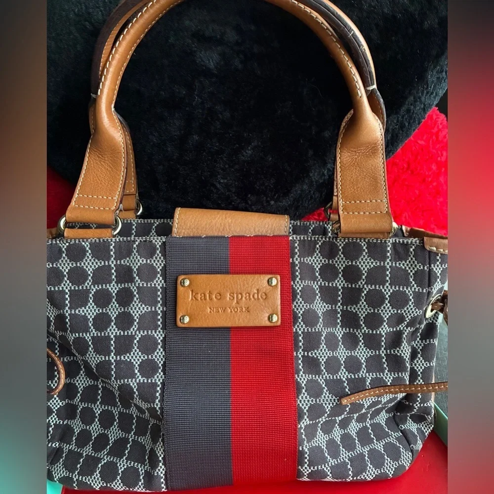 Kate Spade Brown and Red Geometric Shoulder Bag